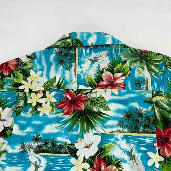 Blue Hawaii Vintage Hawaiian Shirt Mens Size Med Aloha Surf Hibiscus Multicolor‎ - Picture 9 of 10